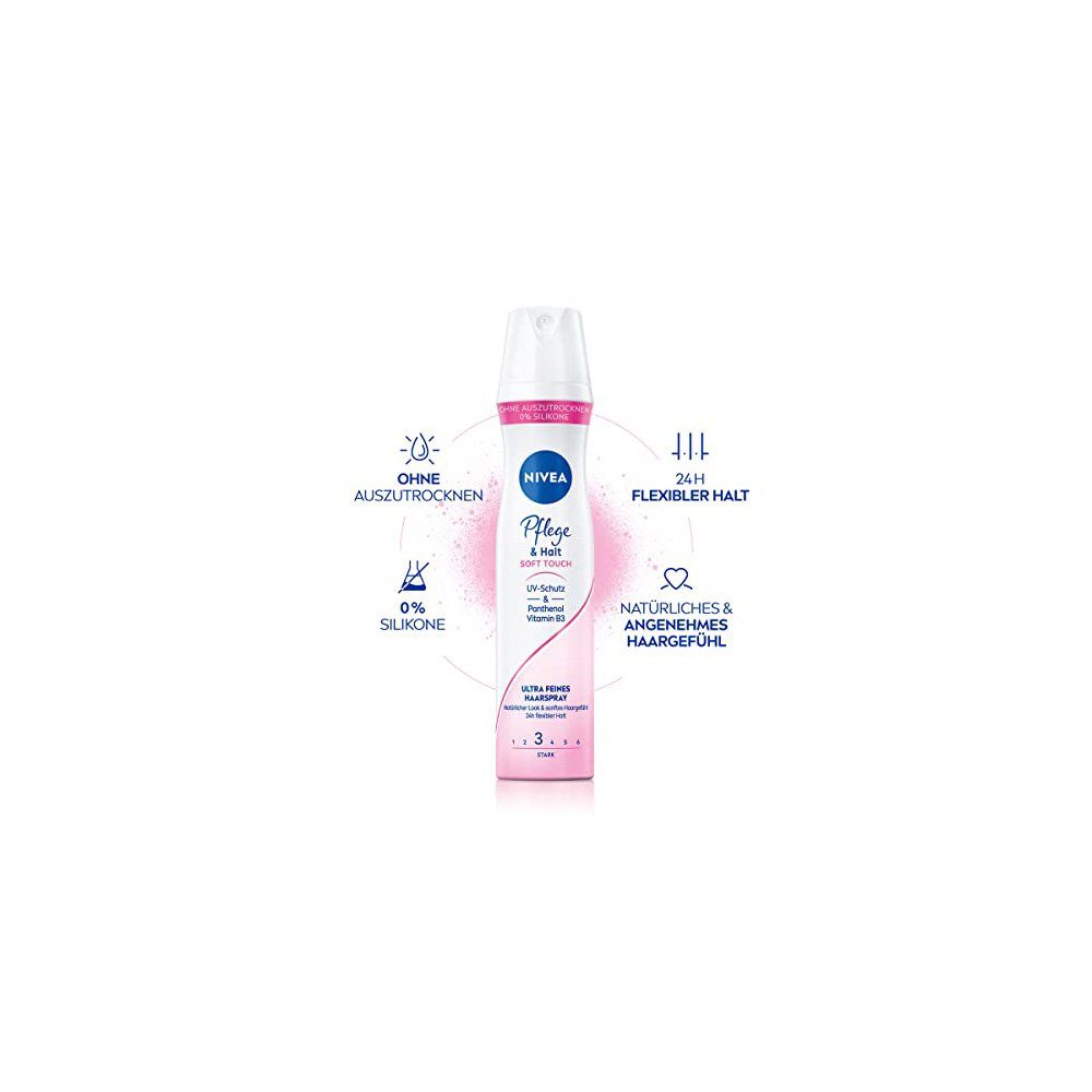 Nivea Haarspray Pflege & Soft Touch Halt Spray UV-Schutz mit Haarspray Styling