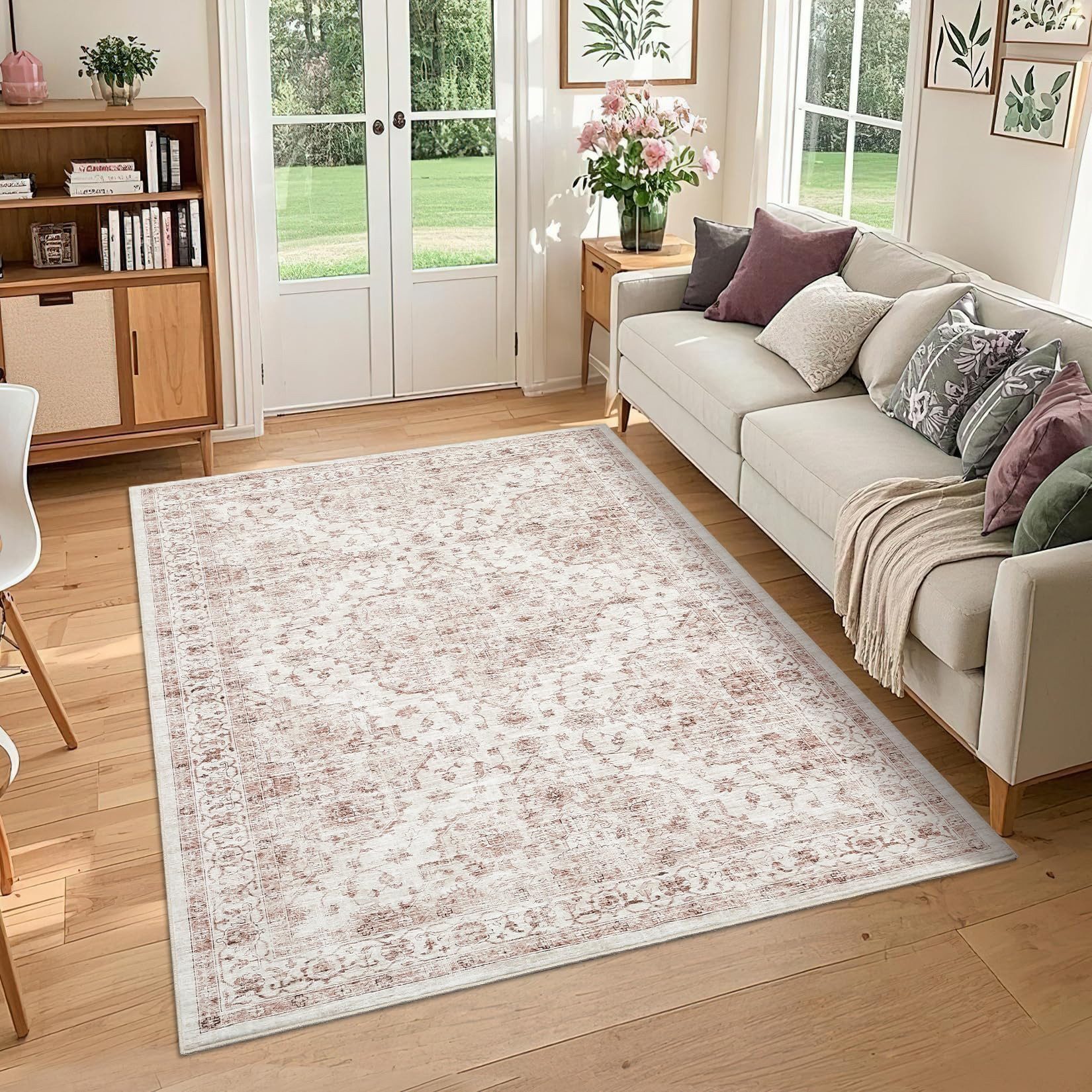 GarveeMore Teppich Faltbarer Boho-Teppich mit Print-Design (Kaschmir-Optik), rechteckig, Höhe: 6 mm, für Wohnzimmer & Schlafzimmer & Flur