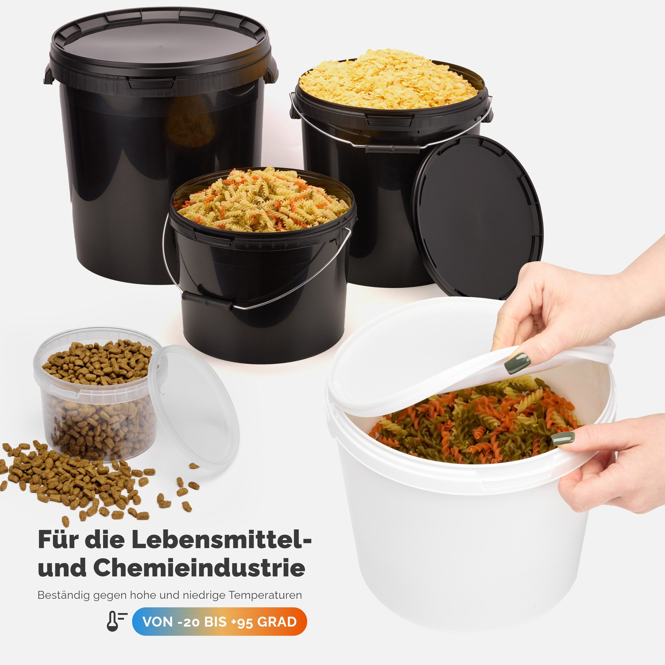 Garronda Putzeimer Eimer mit Deckel 20 L für Lebensmittel und Chemikalien GD-0116, (1-tlg), Weiß – Bild 4 von 5