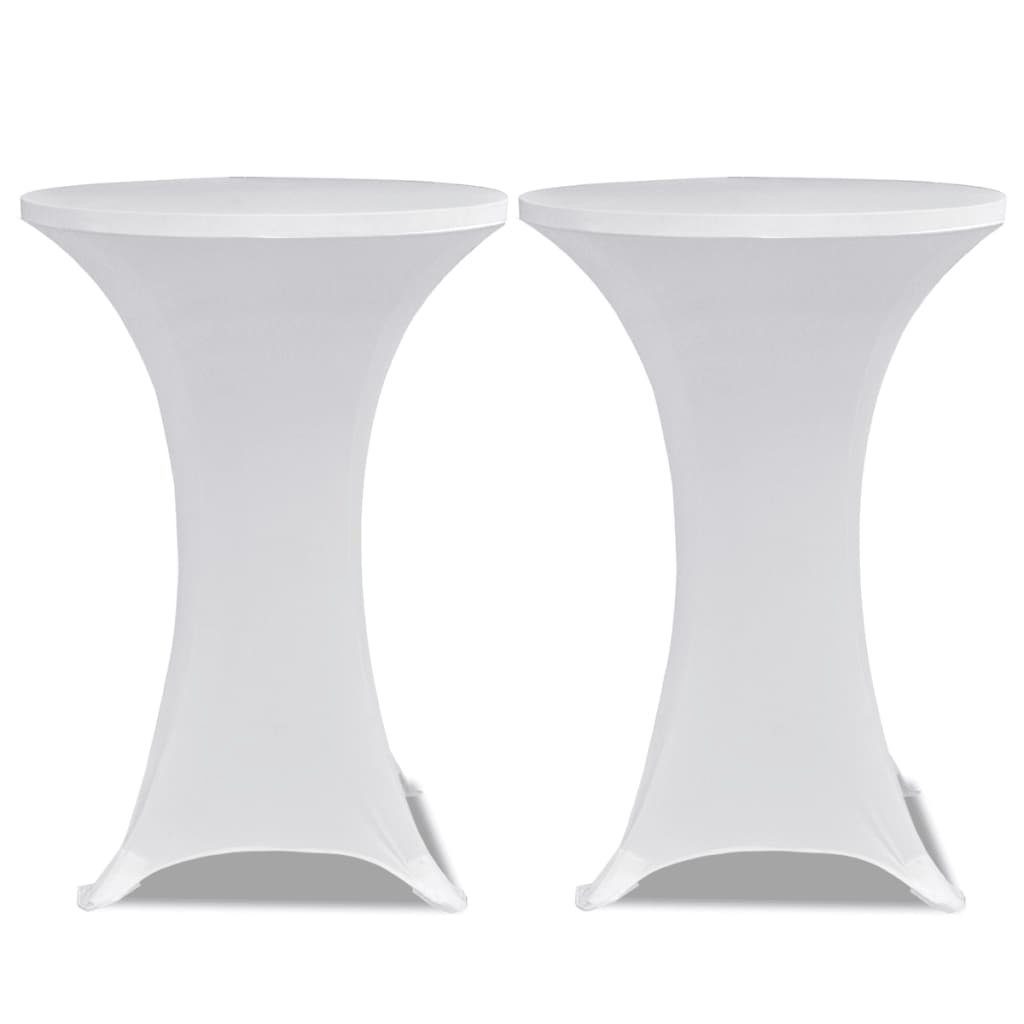 Hussen-Set 2 x weiß, Tischhusse für Stehtisch vidaXL Ø60 Stretchhusse cm