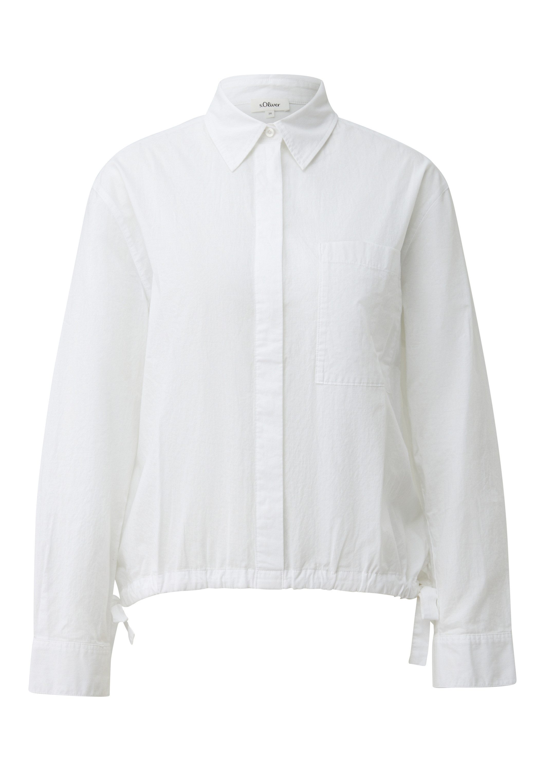s.Oliver Langarmbluse Bluse Leichte Hemdbluse aus Baumwollvoile mit Schleifendetail
