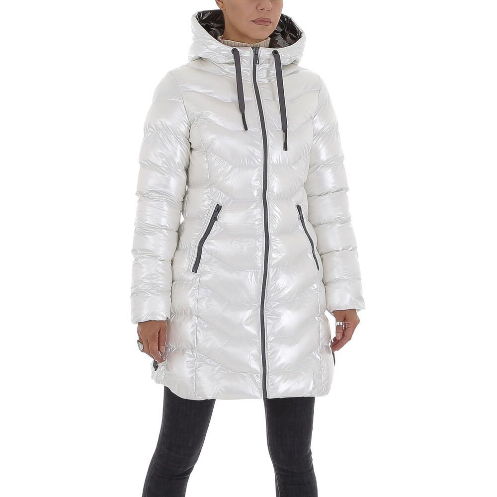 Ital-Design Winterjacke Damen Freizeit Kapuze Gefüttert Winterjacke in Weiß