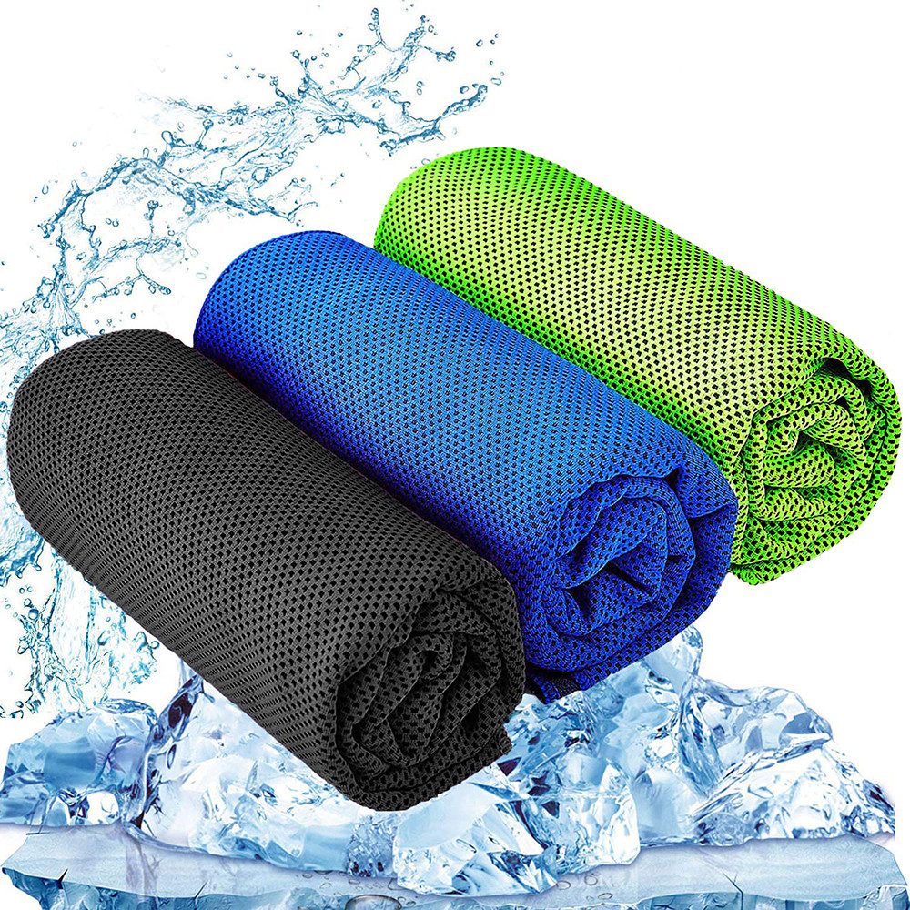 nsihing Sporthandtuch Kühltuch Kühlhandtuch, Sofortige Relief Eiskalt Kühlen Handtuch, (Atmungsaktives Mesh Schweißsaugfähig Cooling Towel Für Sport Fitness Gym, 3-St), Mikrofaser Handtuch Eistuch Abkühltuch Schweißtuch