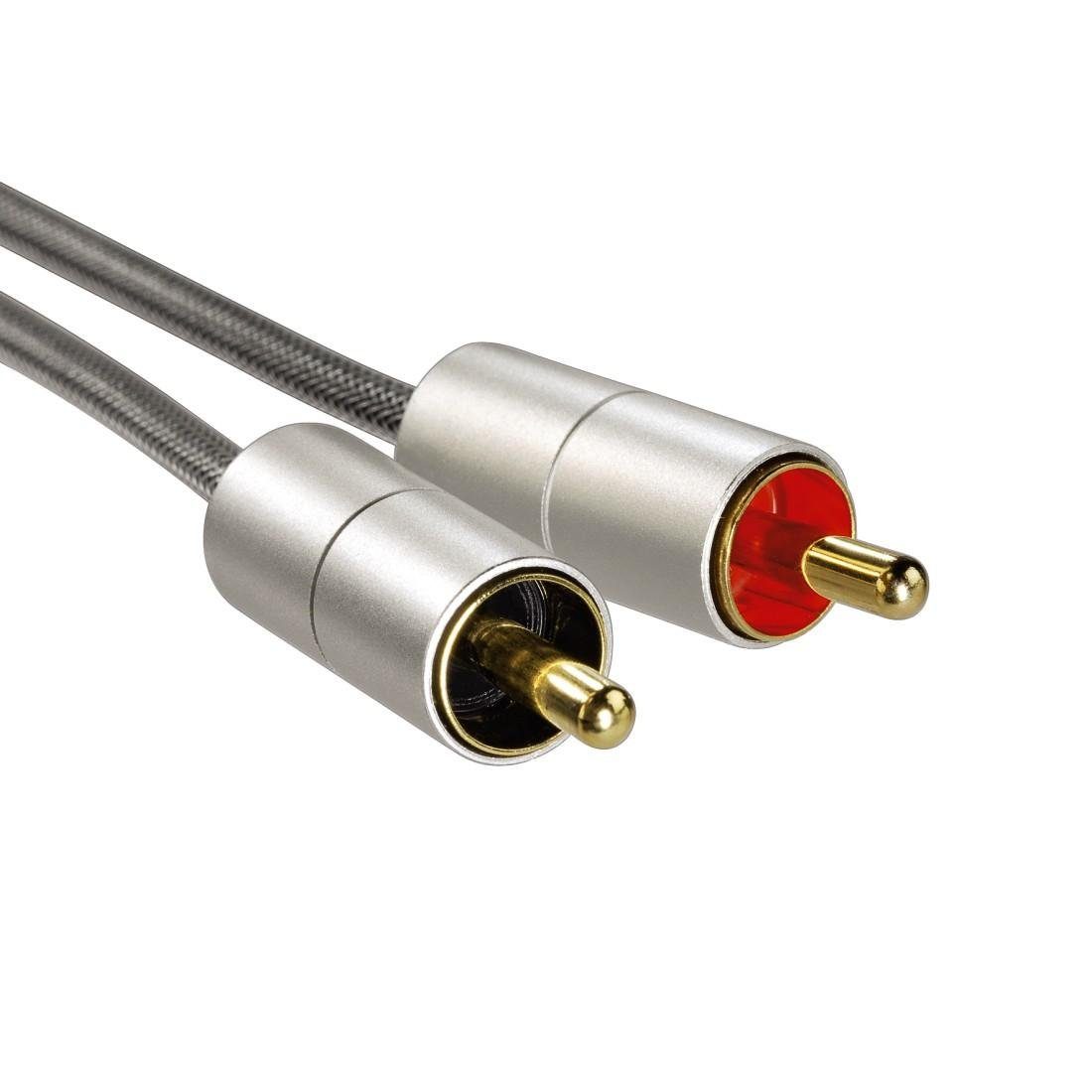 Hama Verbindungskabel Klinkenstecker 3,5 mm stereo 2x Cinch Stecker, 2 m Spiral-Verbindungskabel, 3,5-mm-Klinke, Cinch, (20 cm)