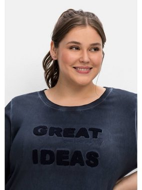 Sheego 3/4-Arm-Shirt Große Größen mit Teddy-Stickerei vorn