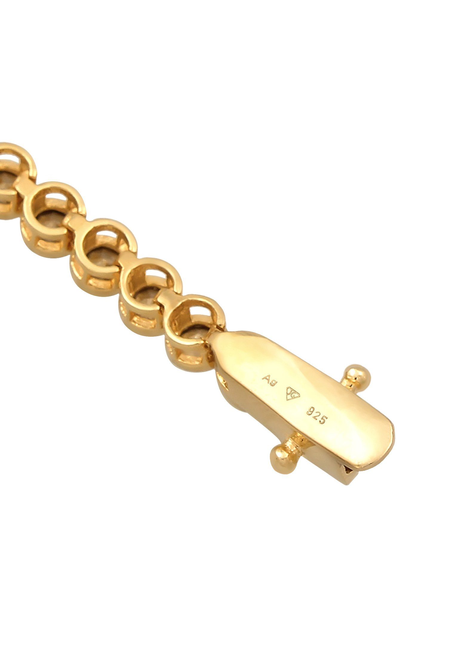 Elli Premium Armband Tennis Armband Silber mit Gold Kristalle