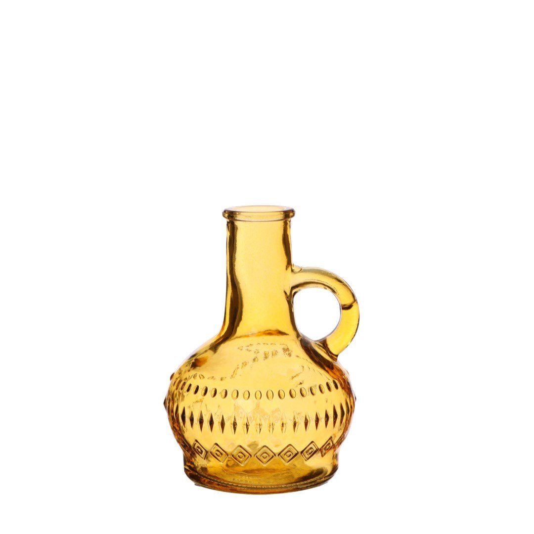 NaDeco Dekovase Glasflasche "Lille" in cm 7 Ocker, Durchmesser 10cm, Höhe