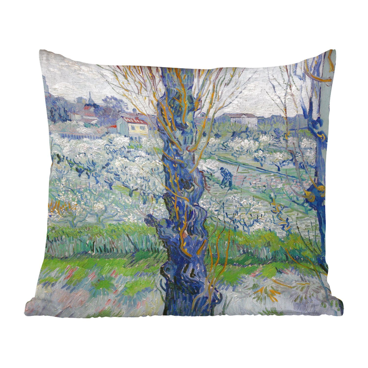 MuchoWow Dekokissen Ansicht von Arles - Gemälde von Vincent van Gogh, Zierkissen mit Füllung für Wohzimmer, Schlafzimmer, Deko, Sofakissen