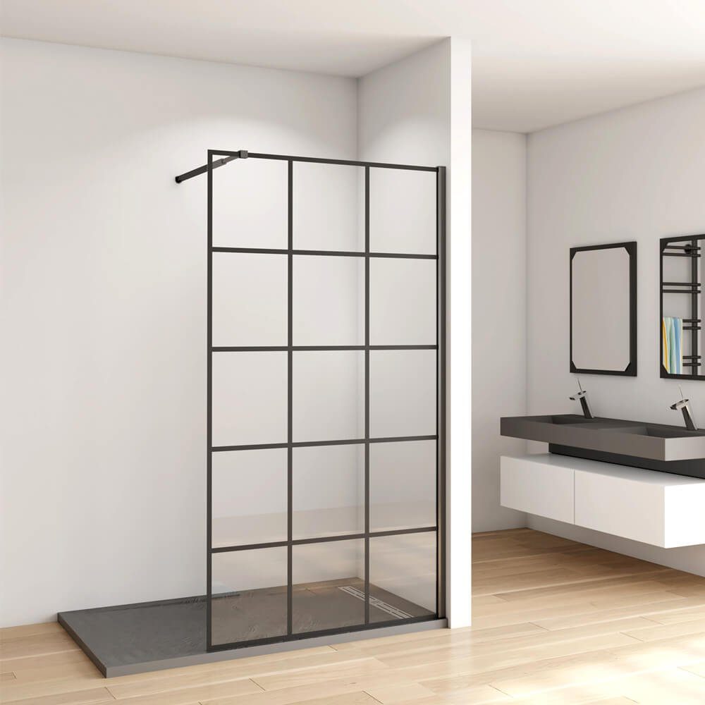 duschspa Duschwand 200cm Glaswand mit schwarzem günstig online kaufen