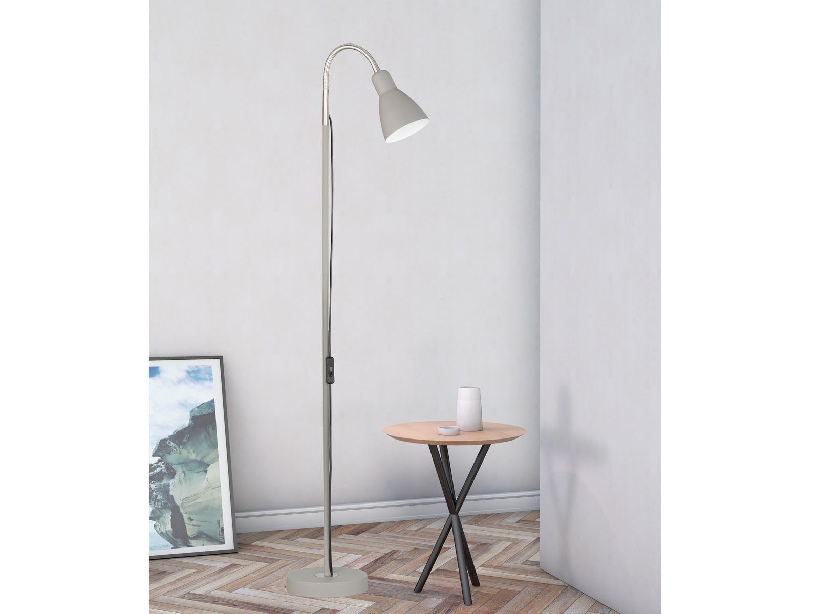 FISCHER & HONSEL LED Stehlampe, kleine Leselampe Designklassiker  Bogen-Lampe Grau als Vintage Spot zum Lesen hinter Couch & Sofa online  kaufen | OTTO