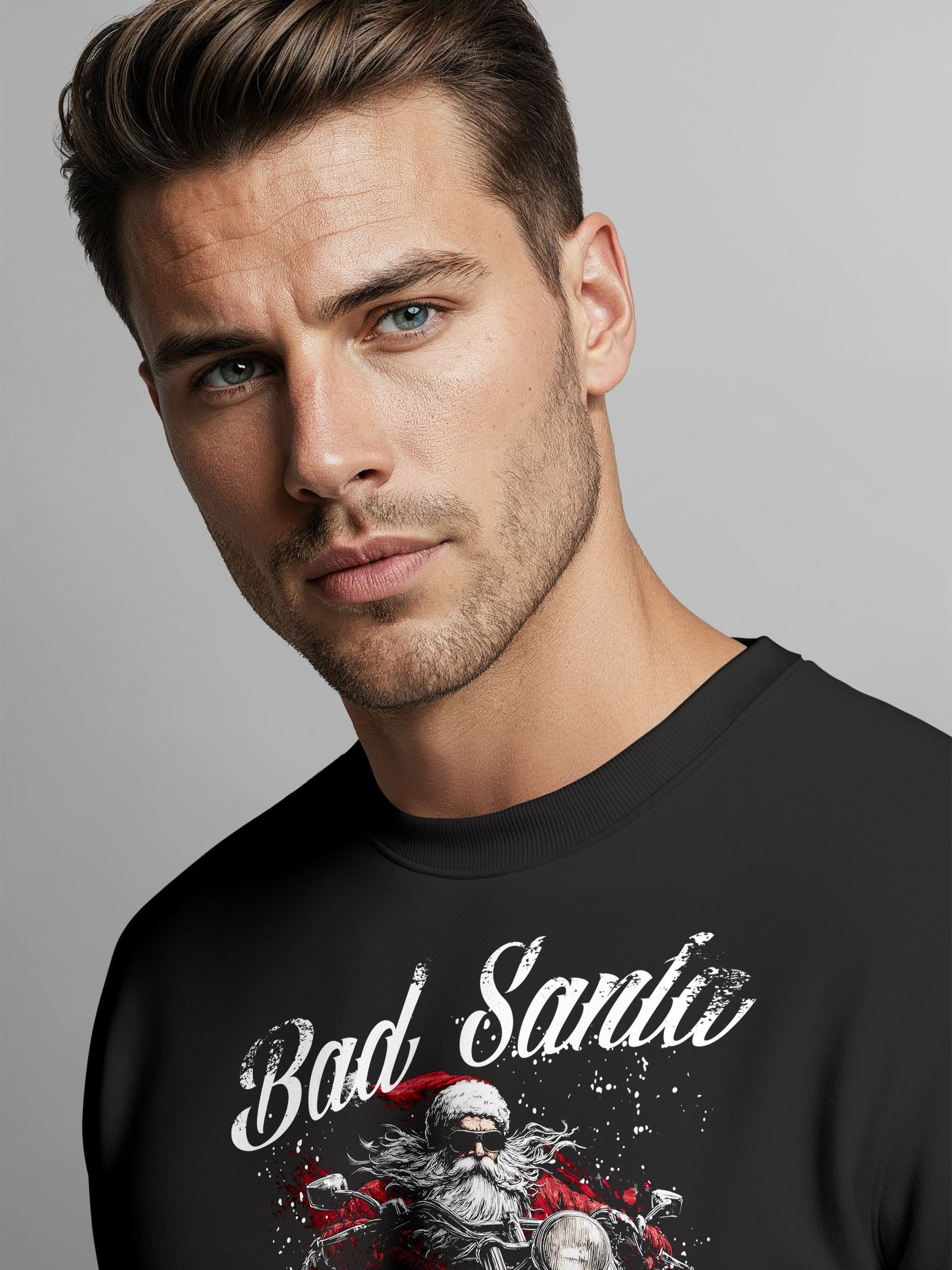 MoonWorks Sweatshirt Sweatshirt Herren Weihnachtspullover Weihnachten Bad Santa Design