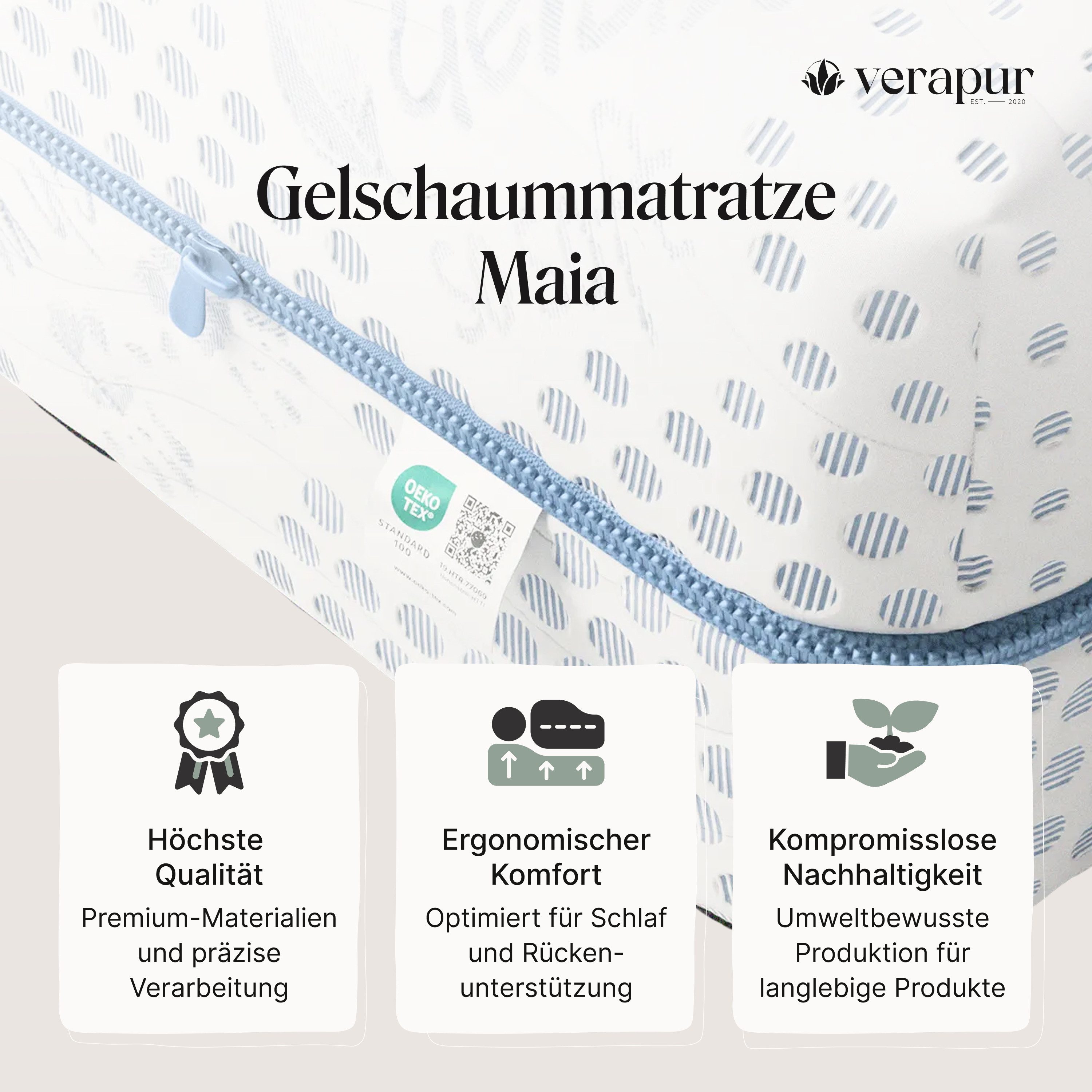 Gelschaummatratze Verapur Gelschaummatratze Maia 90x200, H3, HYBRID 25 cm hoch, verapur