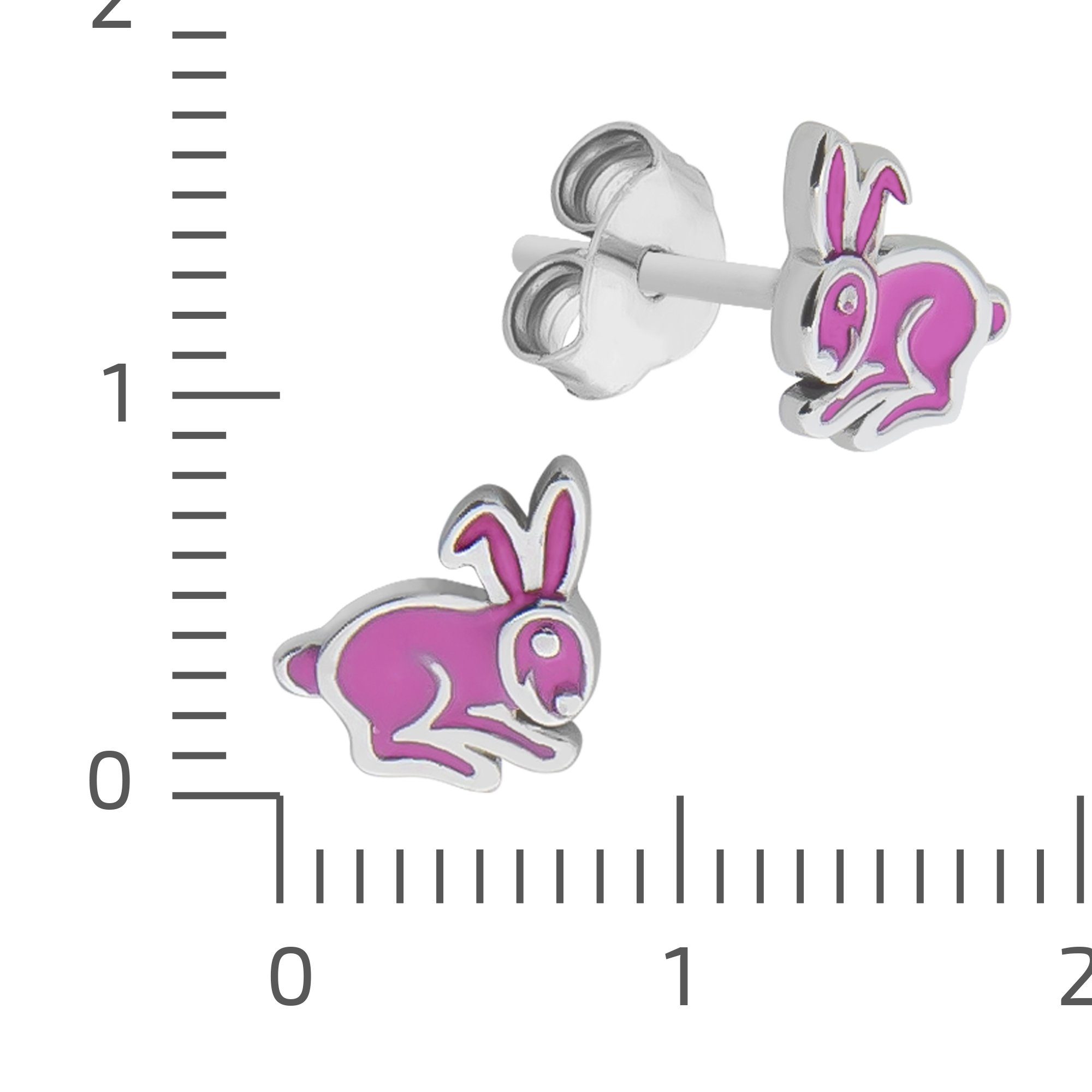 Hase Zeeme Lack Paar Sterling rosa Ohrstecker 925 Silber