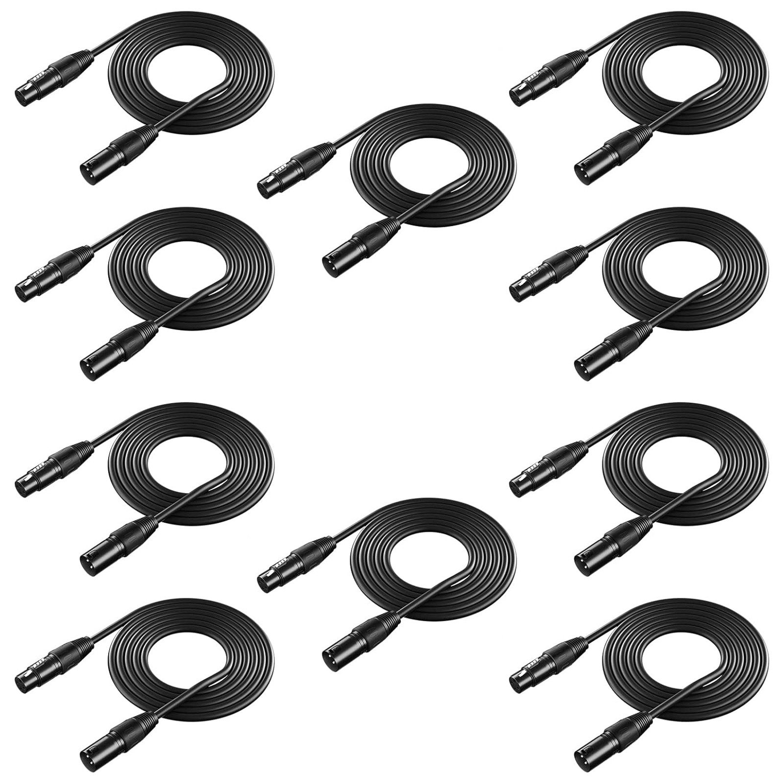 Neewer NC002 10x DMX Електричний провід 2m 3-Pin XLR für Bühnenlicht & Scheinwerfer Lampen-Verbindungskabel, 3-Pin Signal XLR-Stecker, 3-Pin Signal XLR-Stecker, Sicherheit, Abschirmung