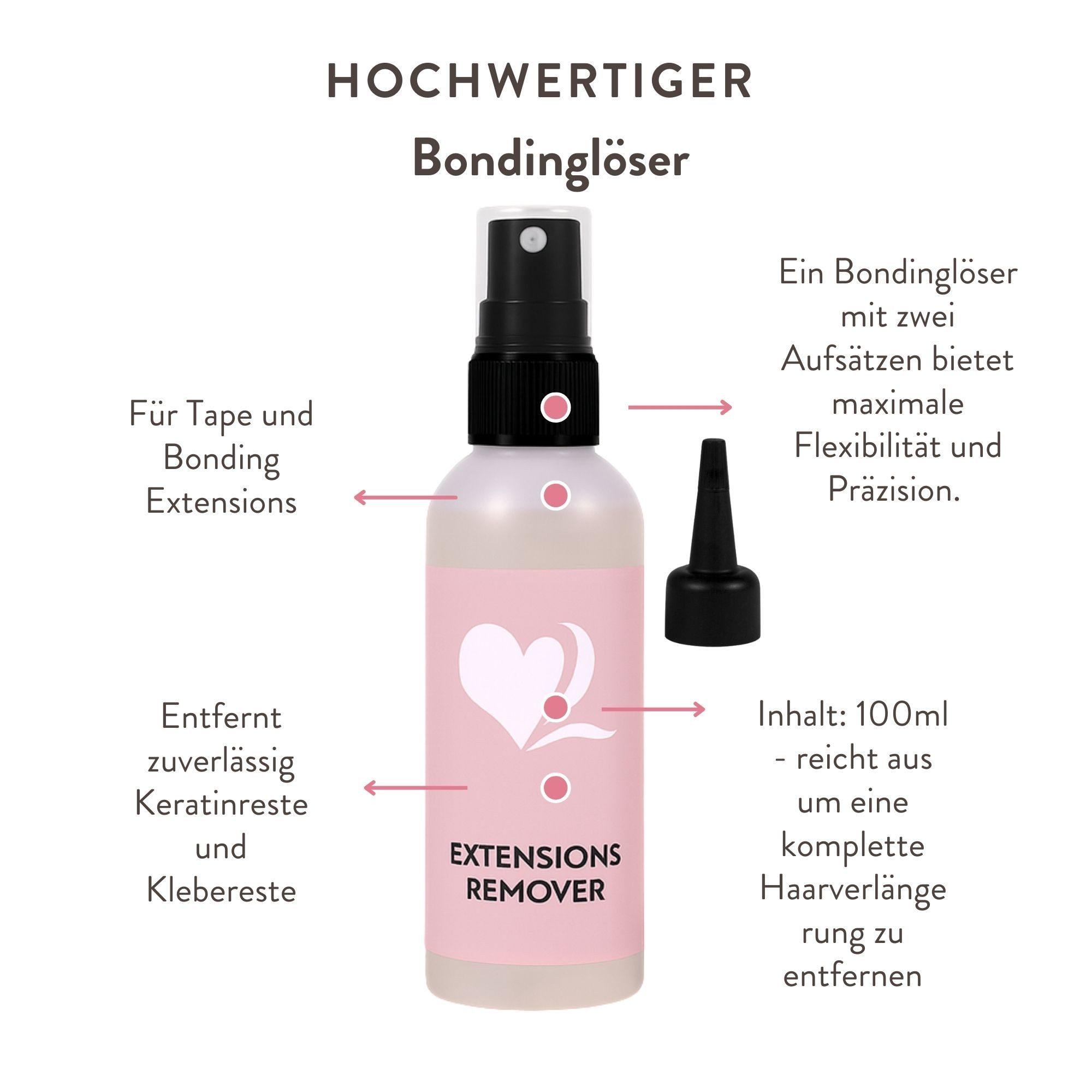 hair2heart Echthaar-Extension Bondinglöser zum Entfernen von Bonding Extensions 100ml