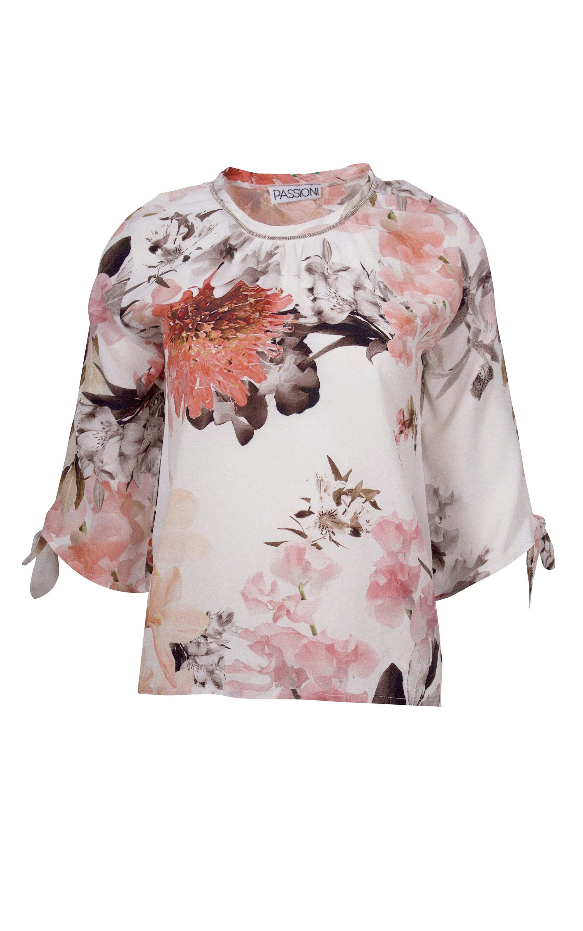Passioni Druckbluse 3/4-Arm Bluse mit floralem Print günstig online kaufen
