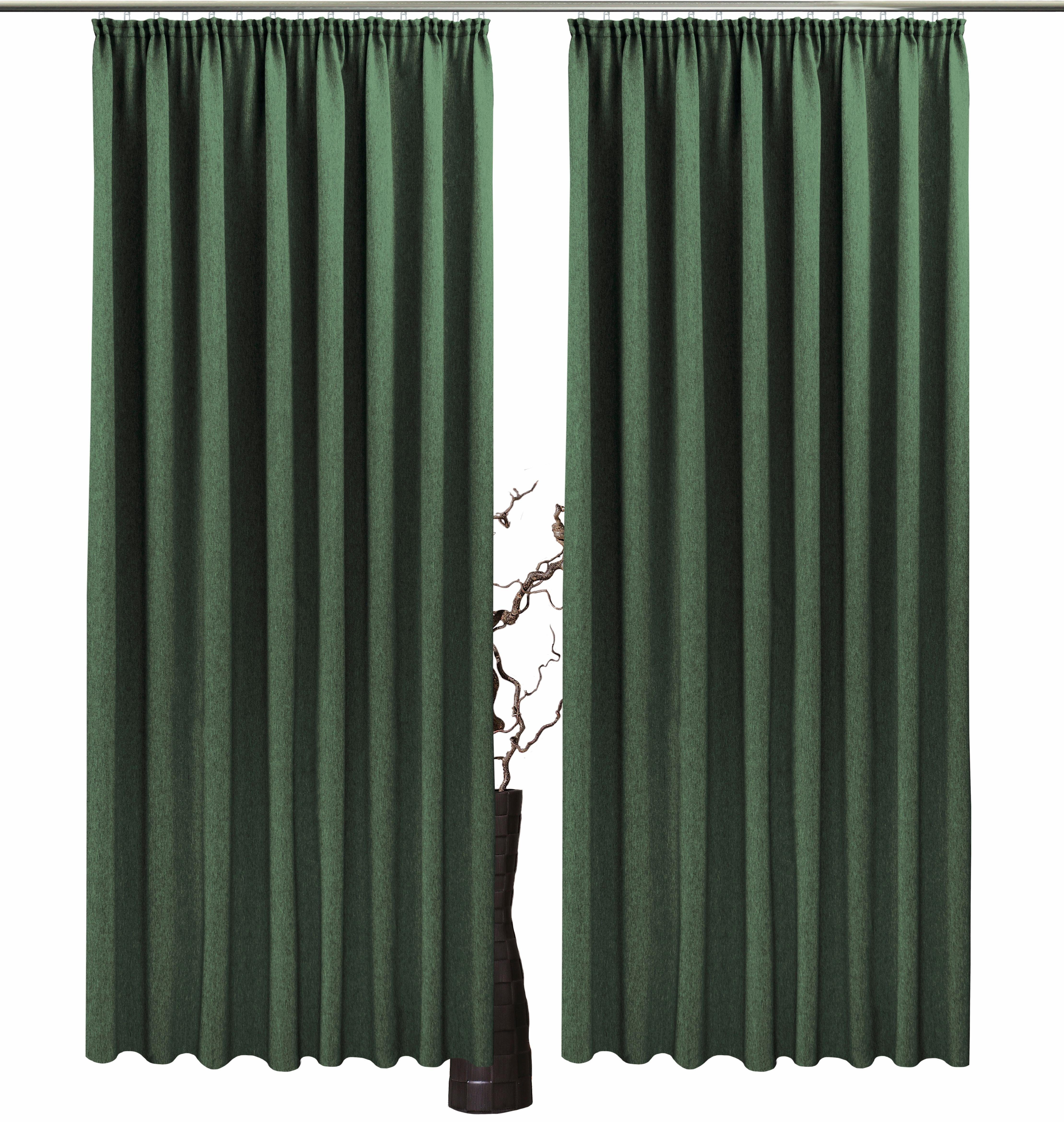 Vorhang Una, grün St), (2 VHG, Kräuselband blickdicht