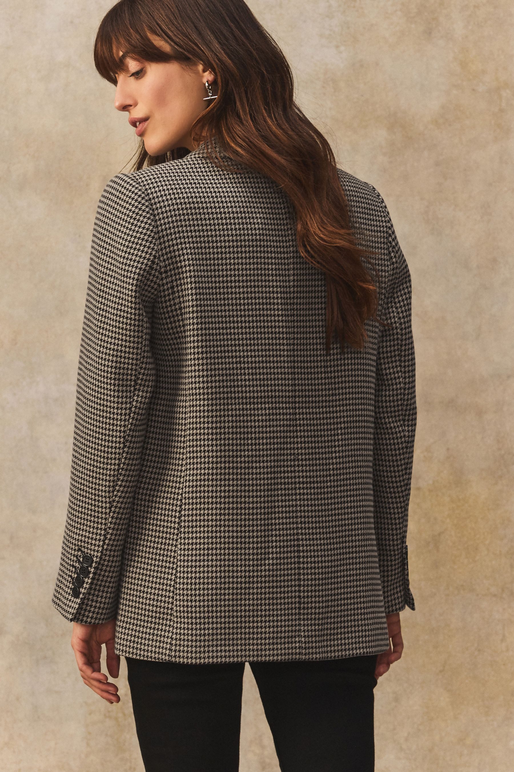 Next Jackenblazer Einreihiger Blazer mit Fischgrät-Karos (1-tlg) günstig online kaufen