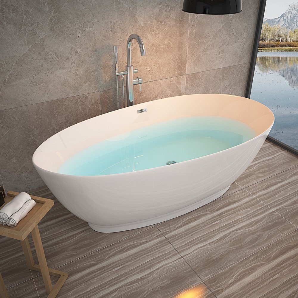 HOME DELUXE Badewanne Freistehende Badewanne DELIA, (1-tlg), 180 x 90 x 58 cm - Füllmenge: 270 Liter I Freistehende Badewanne Spa