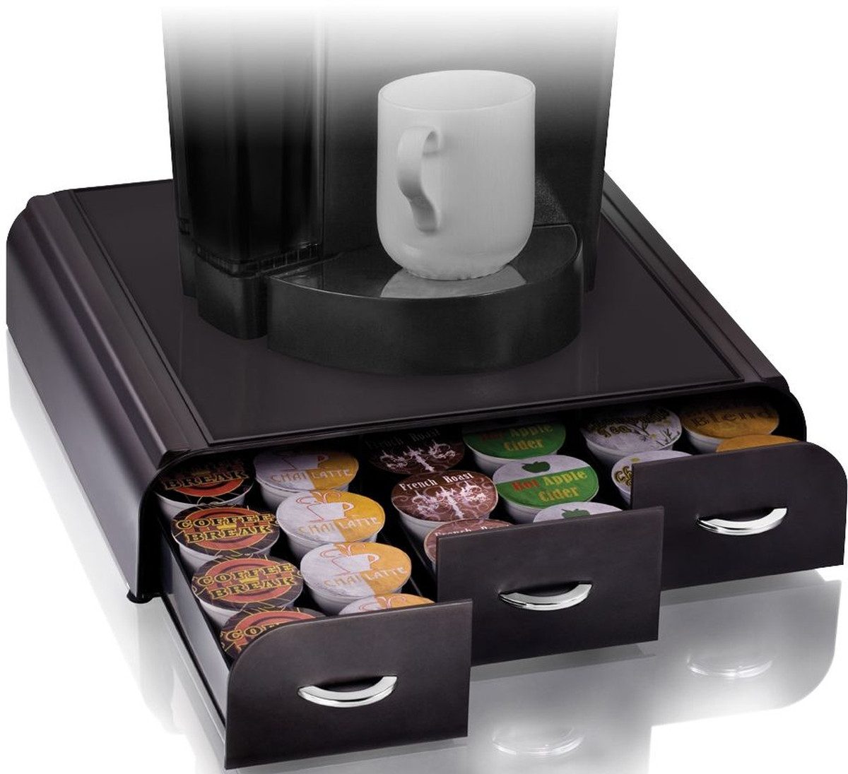 CEP Geschirr-Set Dispenser für Kaffeekapseln 3 Schubfächer 34,2x32,7x6,9cm schwarz
