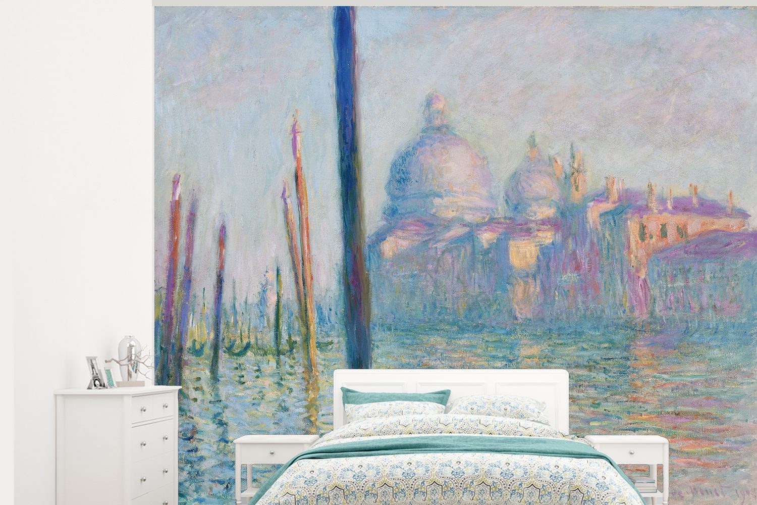 MuchoWow Fototapete Der Canal Grande, Venedig - Gemälde von Claude Monet, Matt, bedruckt, (5 St), Montagefertig Vinyl Tapete für Wohnzimmer, Wandtapete