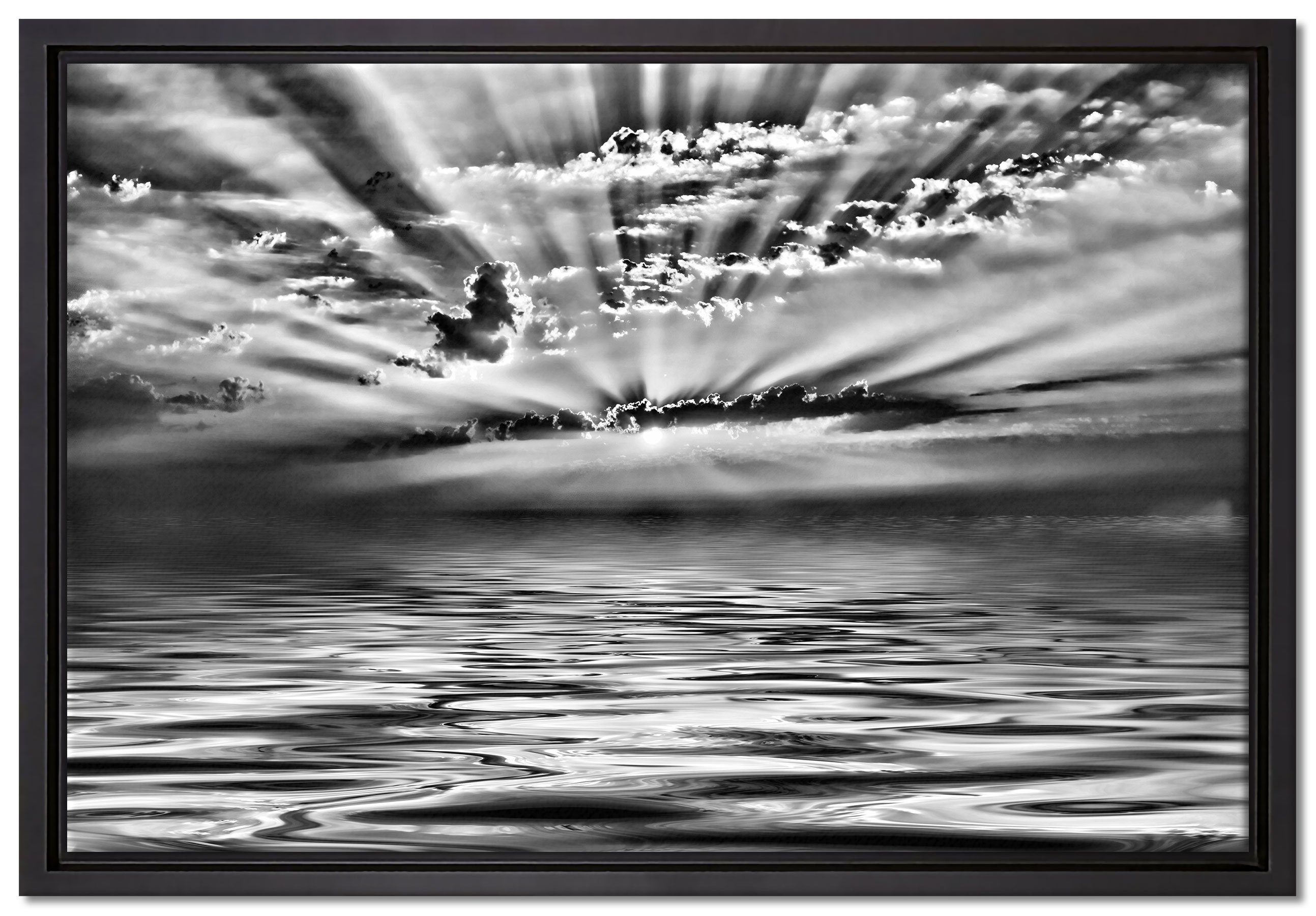 Pixxprint Leinwandbild Sonnenaufgang, Wanddekoration (1 St), Leinwandbild fertig bespannt, in einem Schattenfugen-Bilderrahmen gefasst, inkl. Zackenaufhänger