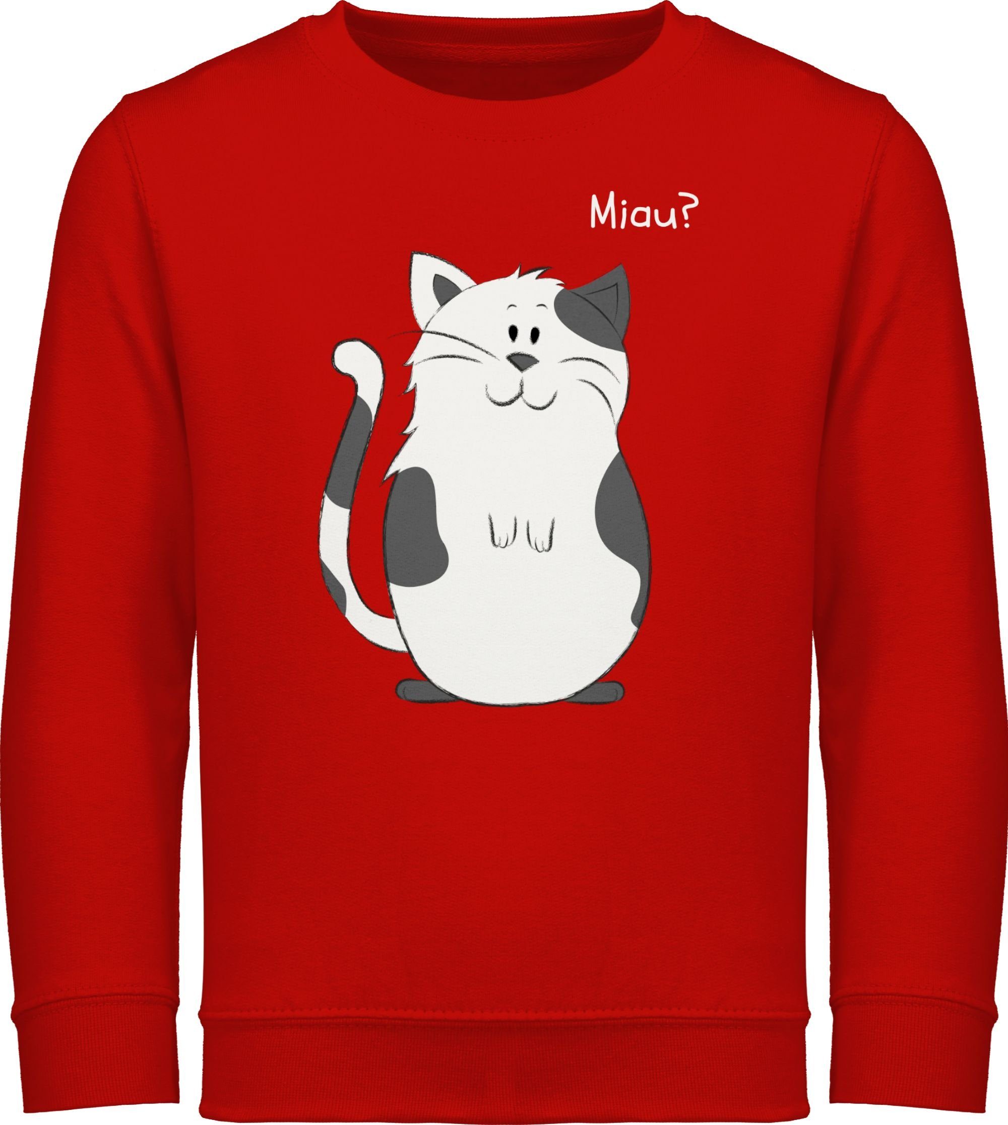 Shirtracer Sweatshirt lustige Katze Tiermotiv Animal Print 1 Rot