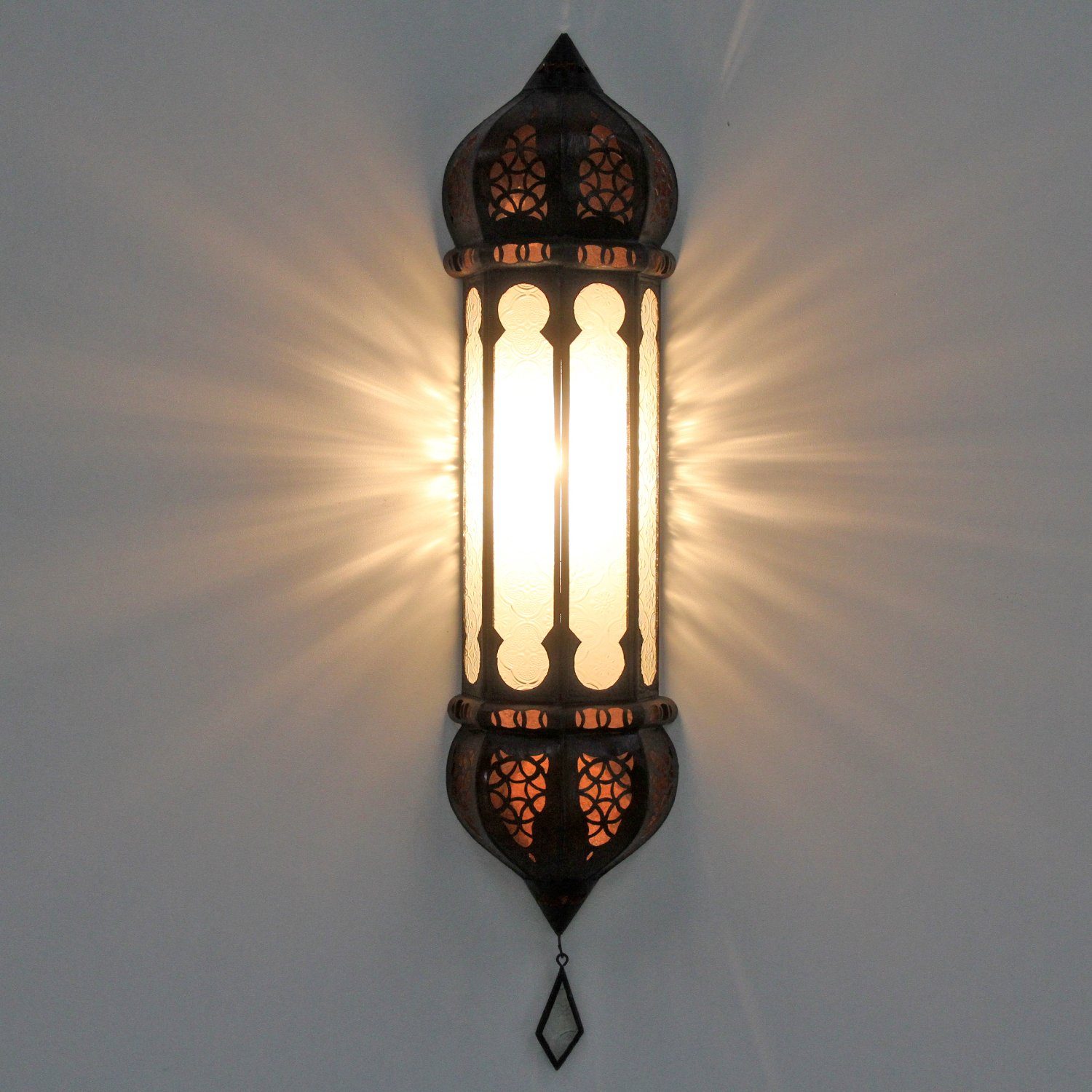 Wandleuchte aus Ruya wie Marokkanische Nacht Wandleuchte Weiß, Wandlampe 1001 Moro Casa handgefertigte