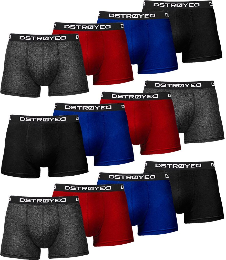 DSTROYED Boxershorts Herren Männer Unterhosen Baumwolle Premium Qualität perfekte Passform (Spar-Pack, 12er Pack) S - 7XL 313f-mehrfarbig
