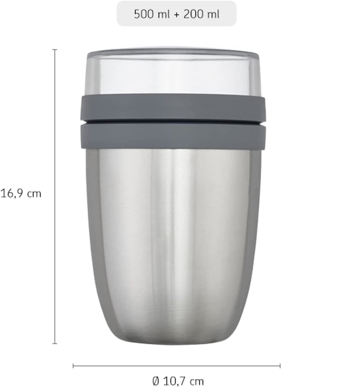 faltbaren Cool mit Lunchpot Grey,Thermo-Essensbehälter Set Löffel, Lunchbox Mepal