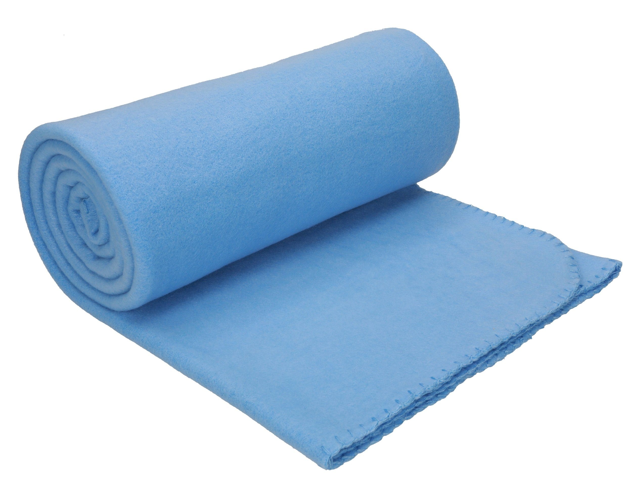 Wohndecke Luxus Fleecedecke Kuscheldecke Größe 130x170 cm Farbe hellblau