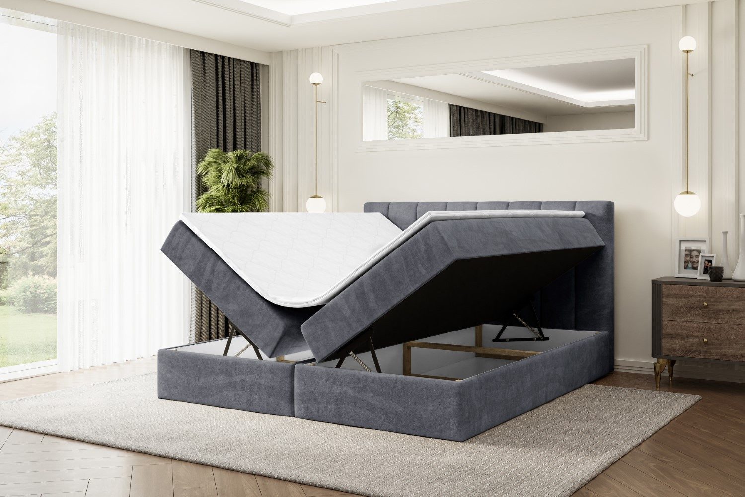 ALTDECOR Boxbett OTTA (Multipocket-Matratze H4, H3 Matratze Bonellfederung, Topper, Kopfteil)