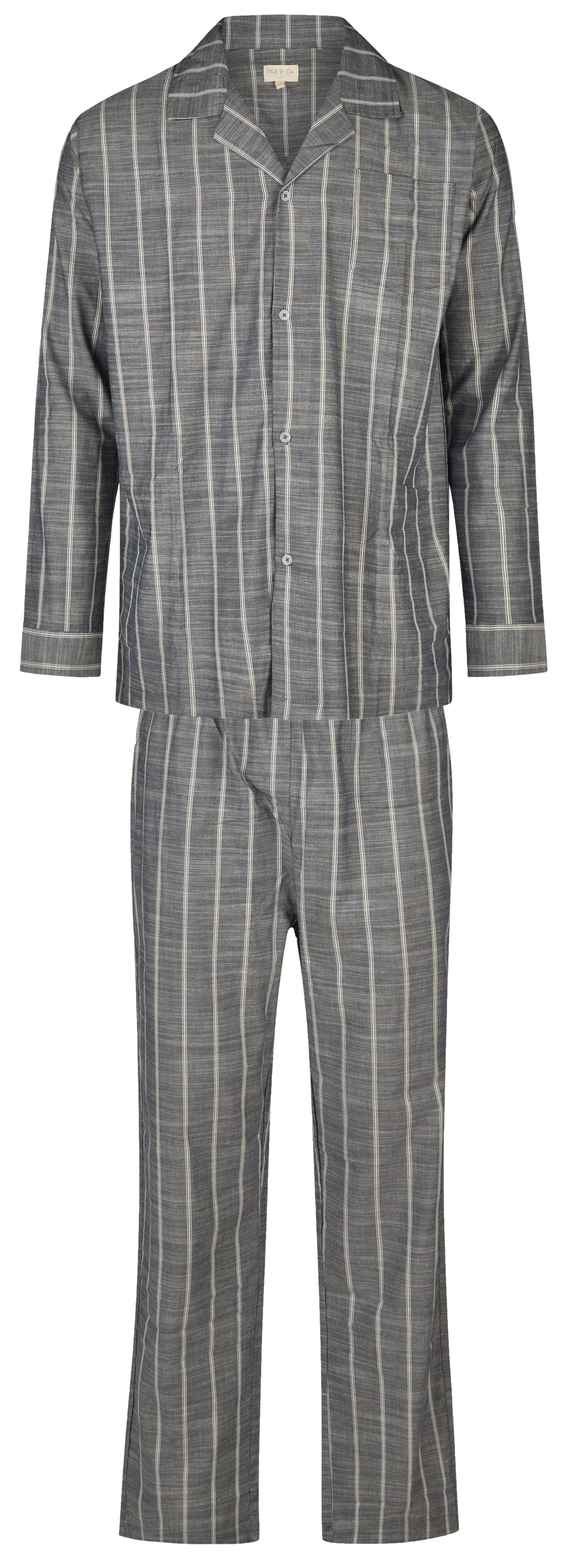 Phil & Co. Schlafanzug Herren Pyjama geknöpft (2 tlg) Baumwolle günstig online kaufen