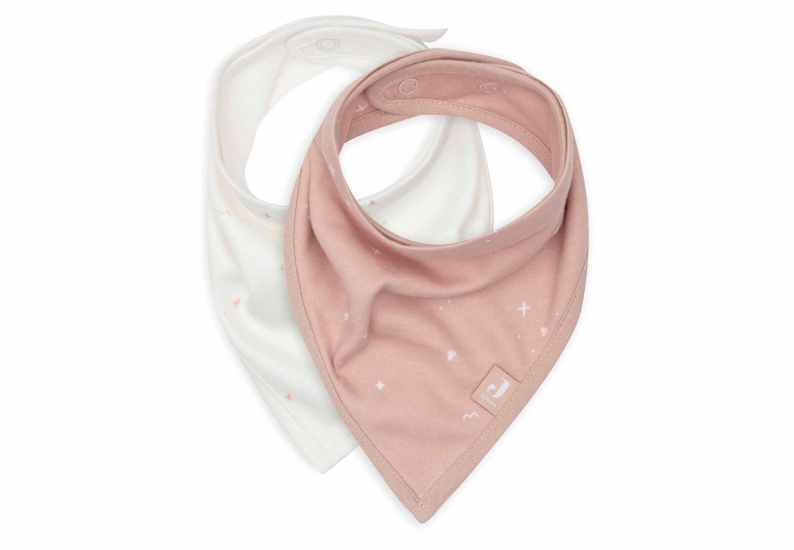 Jollein Lätzchen Baby Bandana aus Baumwolle Jersey mit variablen Druckknöpfen, 2er Pack zartes Jersey