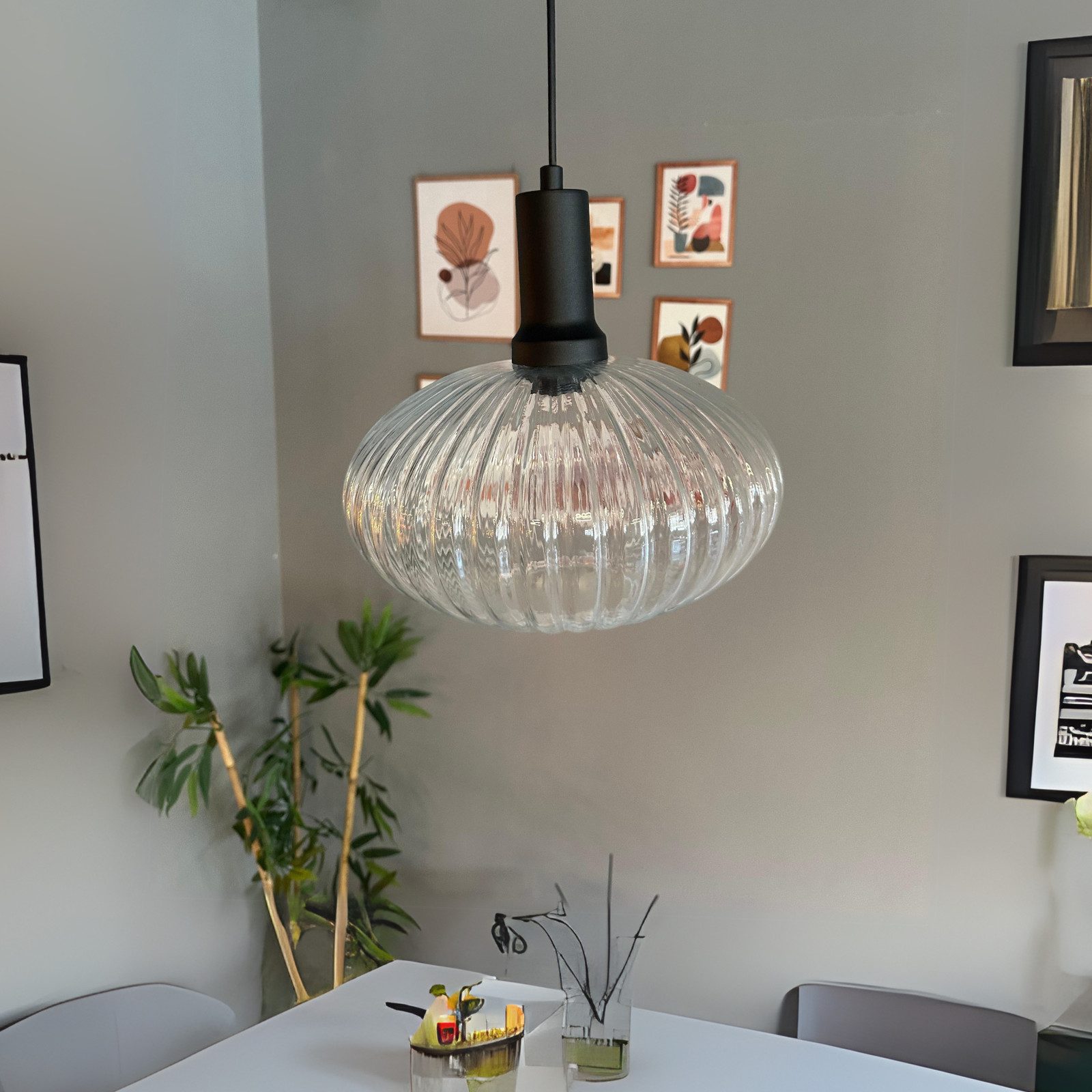 Bamyum Pendelleuchte Pendelleuchte Elegant Lanterne Glas, günstig online kaufen