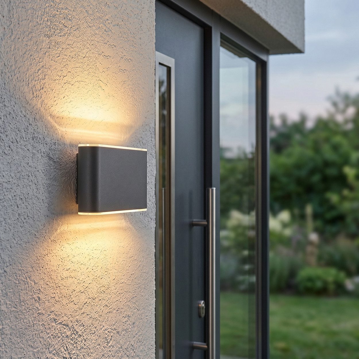 hofstein Außen-Wandleuchte Außenwandlampe aus Metall/Kunststoff in Anthrazit/Weiß, LED wechselbar, 3000 Kelvin, moderne Wandleuchte für Garten, 12 Watt, 700 Lumen, 3000 Kelvin, IP65