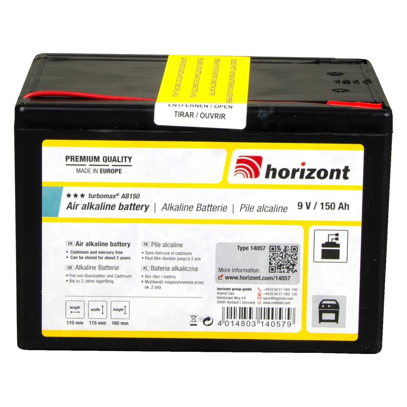 Horizont horizont 9 V Alkaline-Batterie turbomax® AB150 (9 V / 150 Ah) Batterie