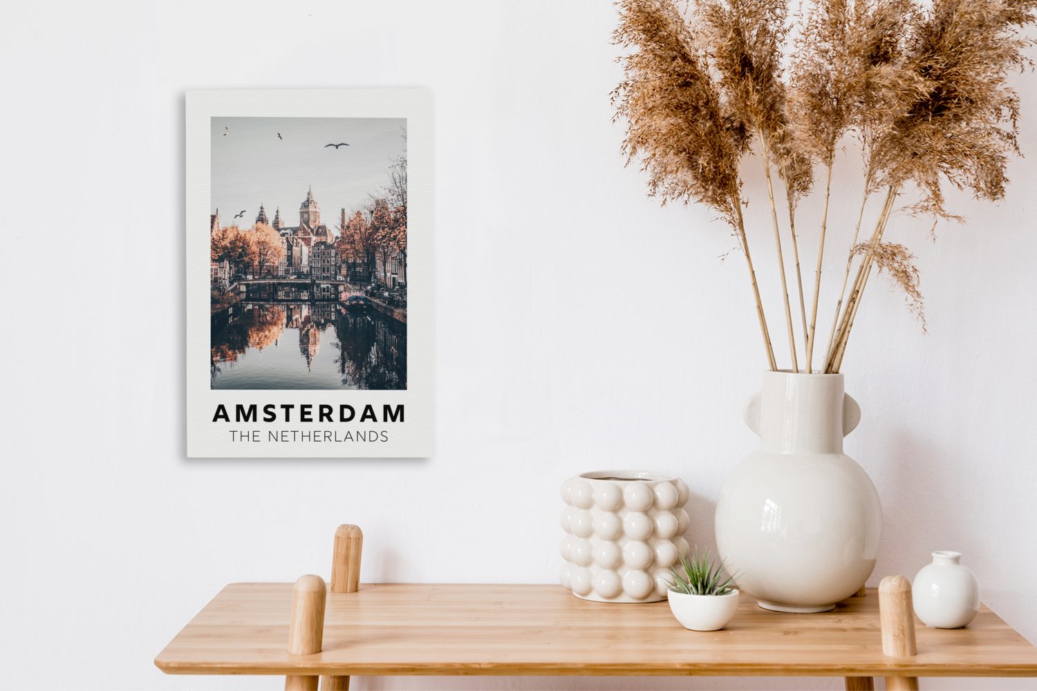 OneMillionCanvasses® Leinwandbild Amsterdam Gemälde, - Architektur St), Wasser, Niederlande inkl. Leinwandbild 20x30 Zackenaufhänger, cm bespannt (1 - fertig 