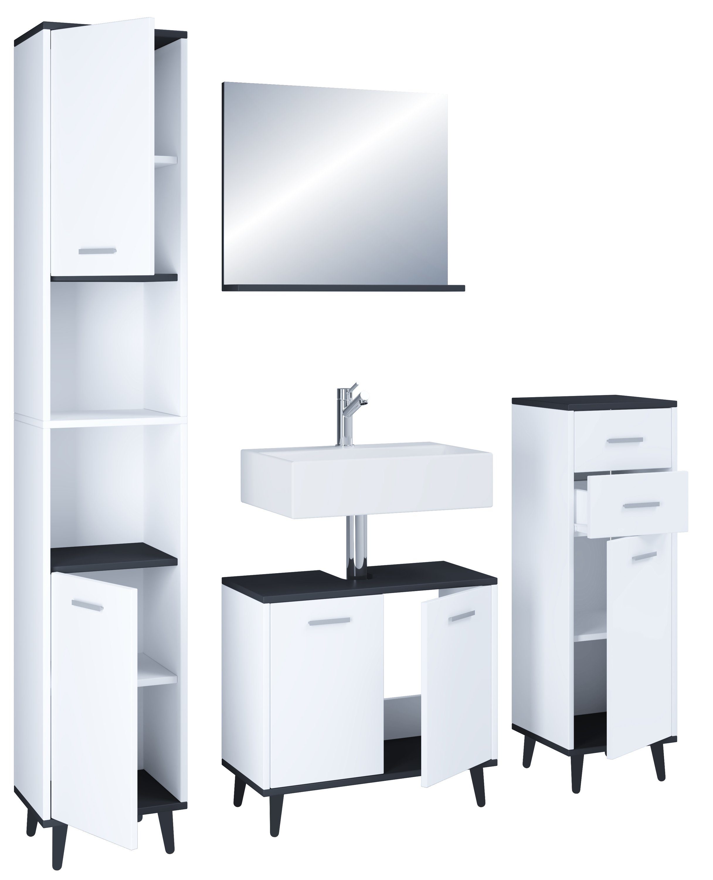 VCM Badmöbel-Set 4-tlg. Komplett Badmöbel Badschrank günstig online kaufen