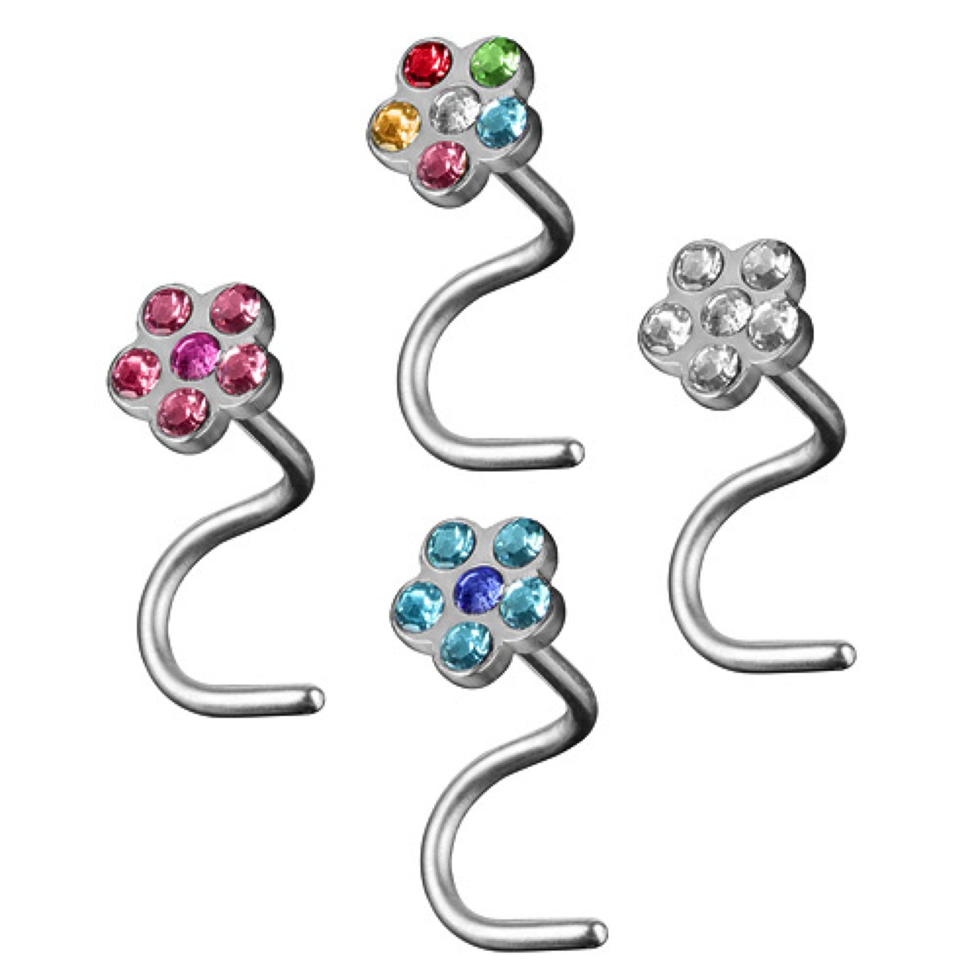 Nasenpiercing Nasenpiercing Lippe Intim Spirale Kristall Blume