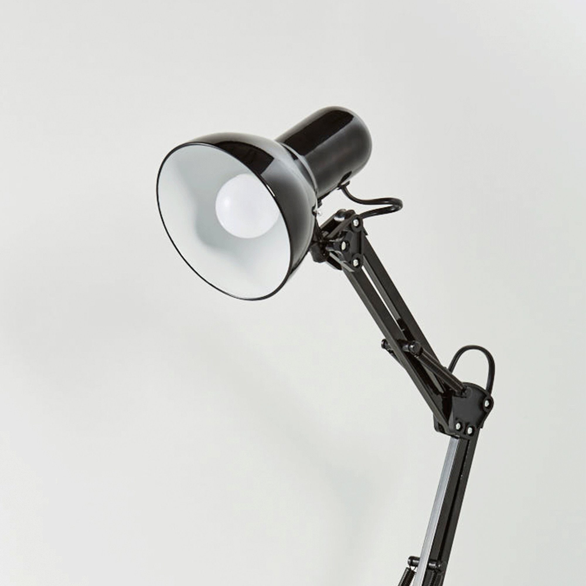 Draco, Retro, ohne Schreibtisch, u. B.K.Licht Schreibtischlampe schwenkbar Tischlampe, Leuchtmittel, dreh- Metall, schwarz,