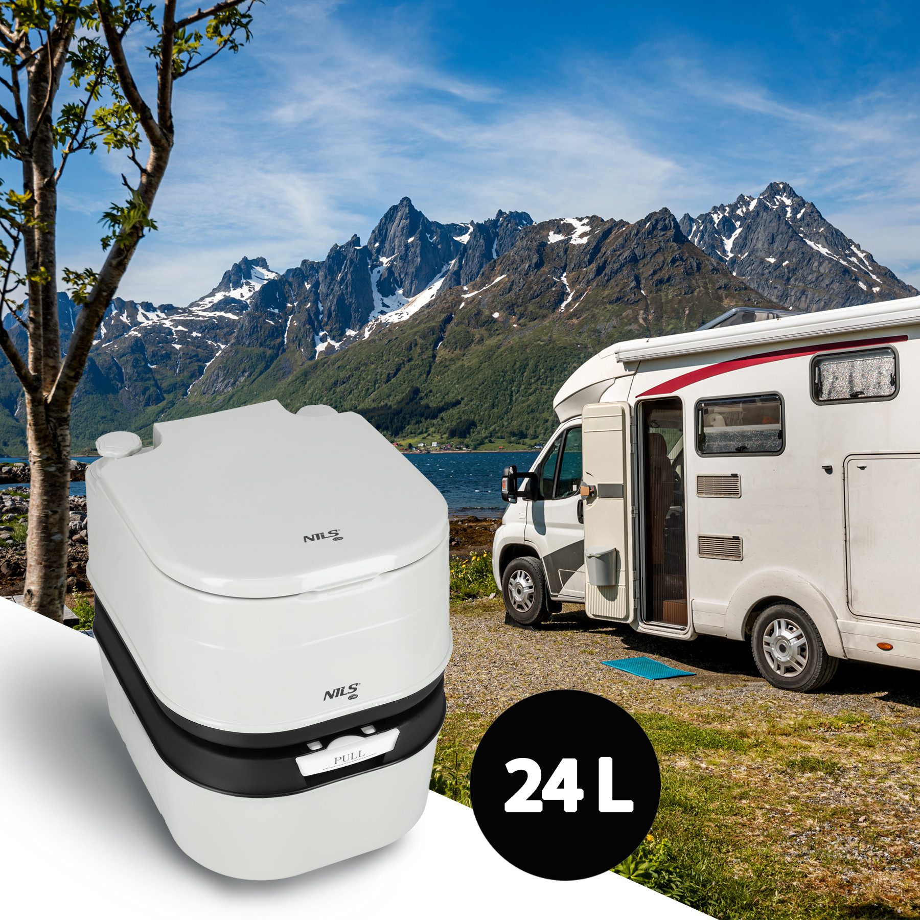 NILS CAMP Campingtoilette hochwertige Reisetoilette Toilette für Unterwegs mobiles WC 24L