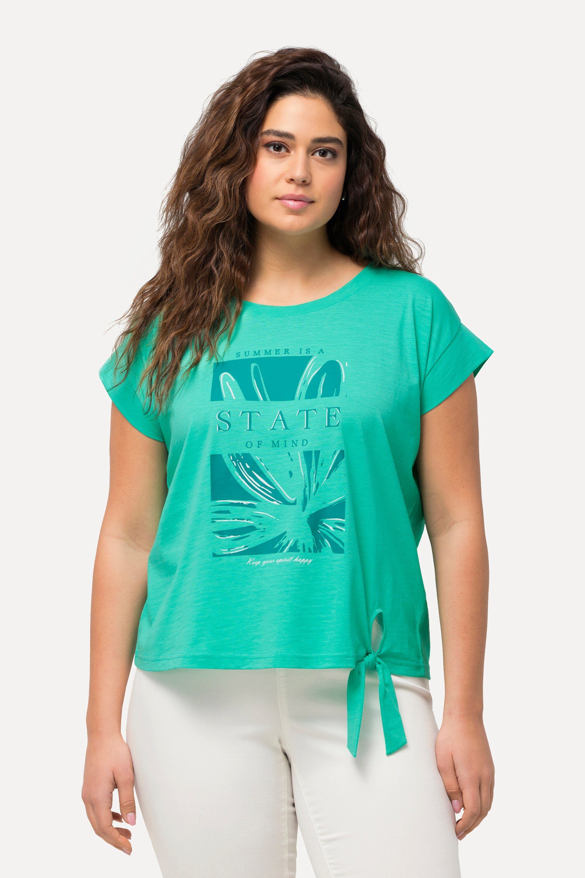 Ulla Popken Longtop Top Saumband Oversized Rundhals Cup-Ärmel