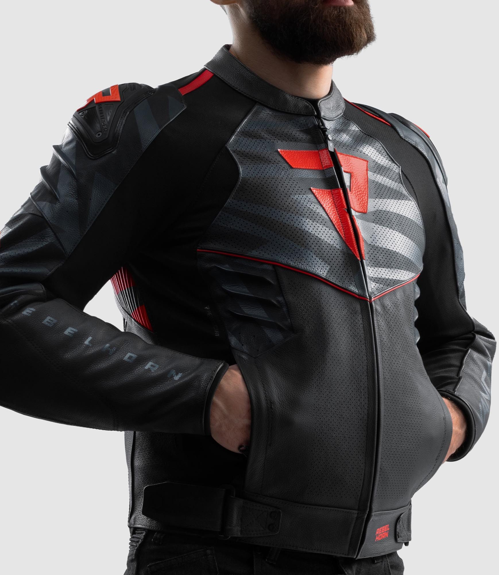 Rebelhorn Motorradjacke Vandal 2 Motorrad Lederjacke Verbindungsreißverschluss,Ellenbogenprotektoren enthalten,perfori