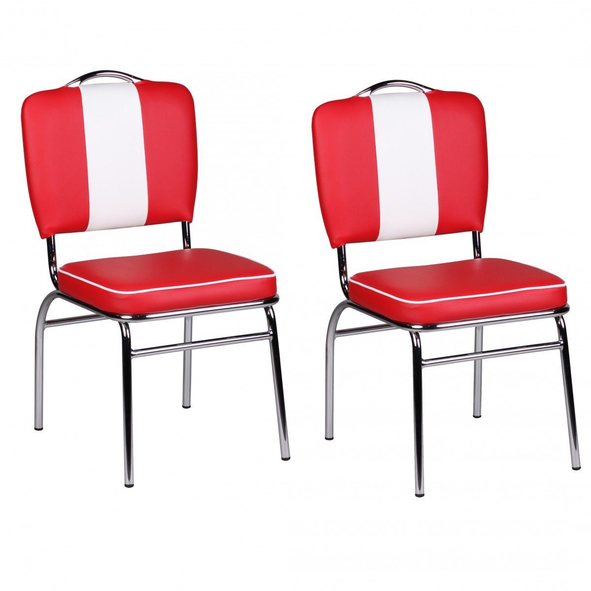 FINEBUY Esszimmerstuhl SuVa2786_2 (2er Set American Diner, Küchenstuhl Rot günstig online kaufen