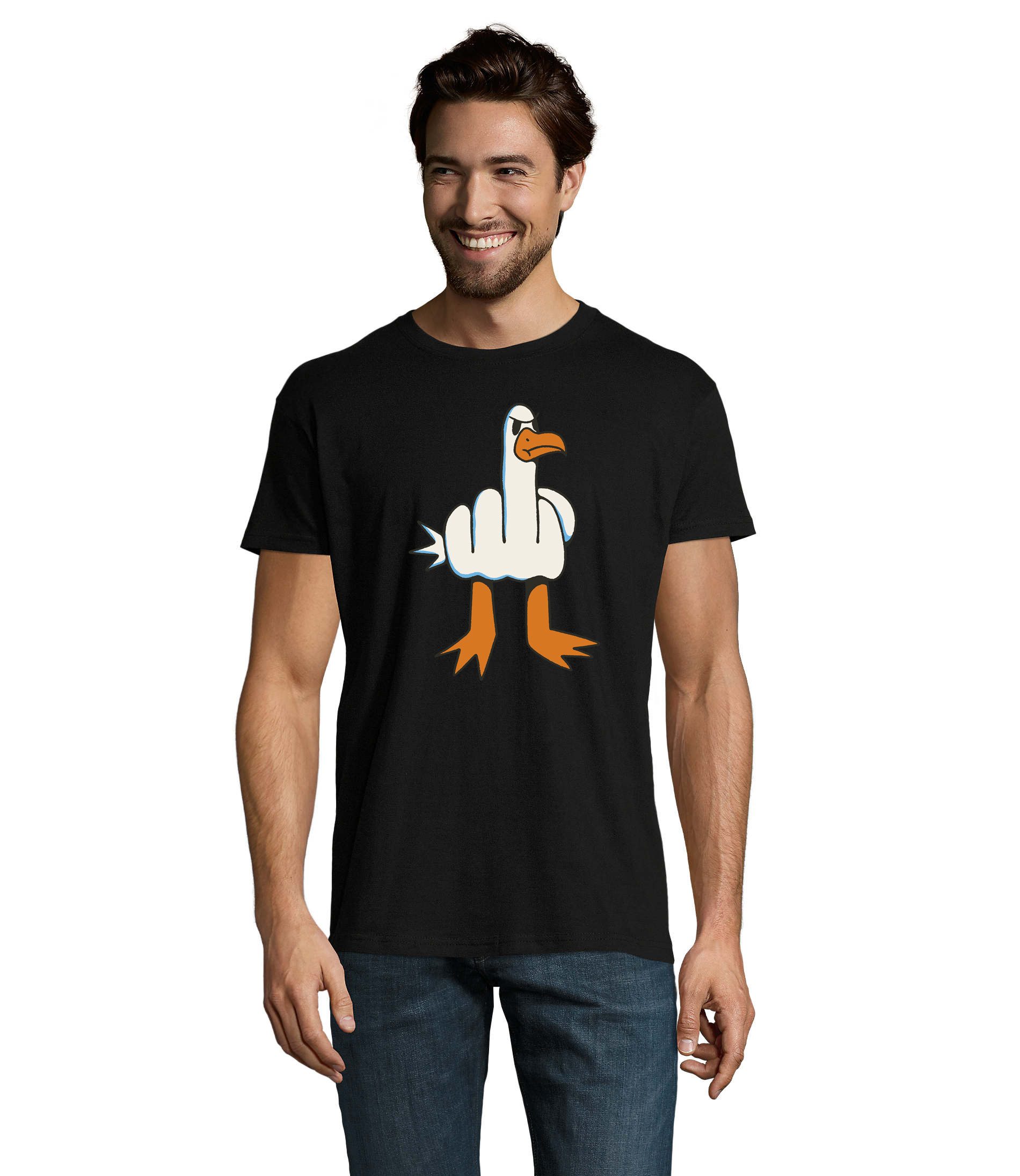T-Shirt Böse Möwe Hamburg Norsee Finger Herren Fun Vater Motiv