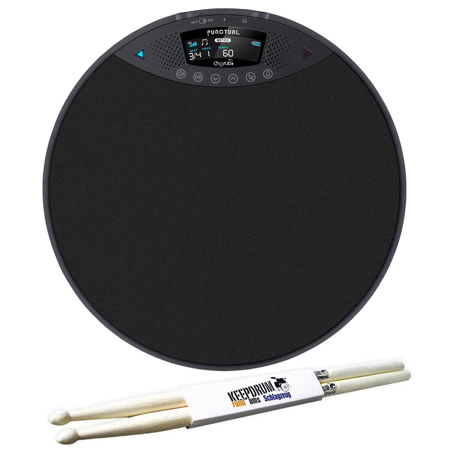 Cherub Schlagzeug Cherub Übungspad DP-970 elektronsiches Drum-Pad mit Drumsticks,Vorteils-Set mit Drumsticks, 1-St., Aufwärmen vor Auftritten, Vorteils-Set mit Drumsticks