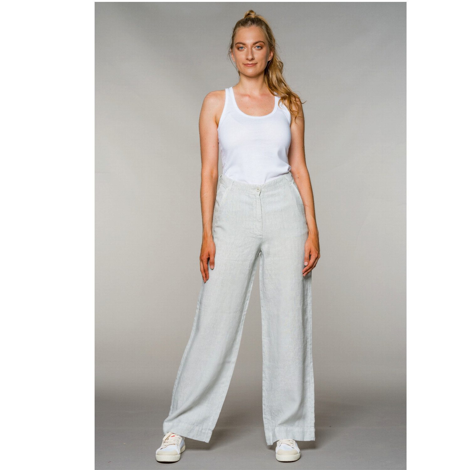 Leinenhose fv-Fr:051, Wide Leg, High Waist, Pure Linen