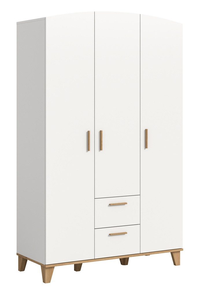 xonox.home Kleiderschrank Garderobenschrank Kleiderschrank Stella 3-türig, weiß / Artisan Eiche 122 cm