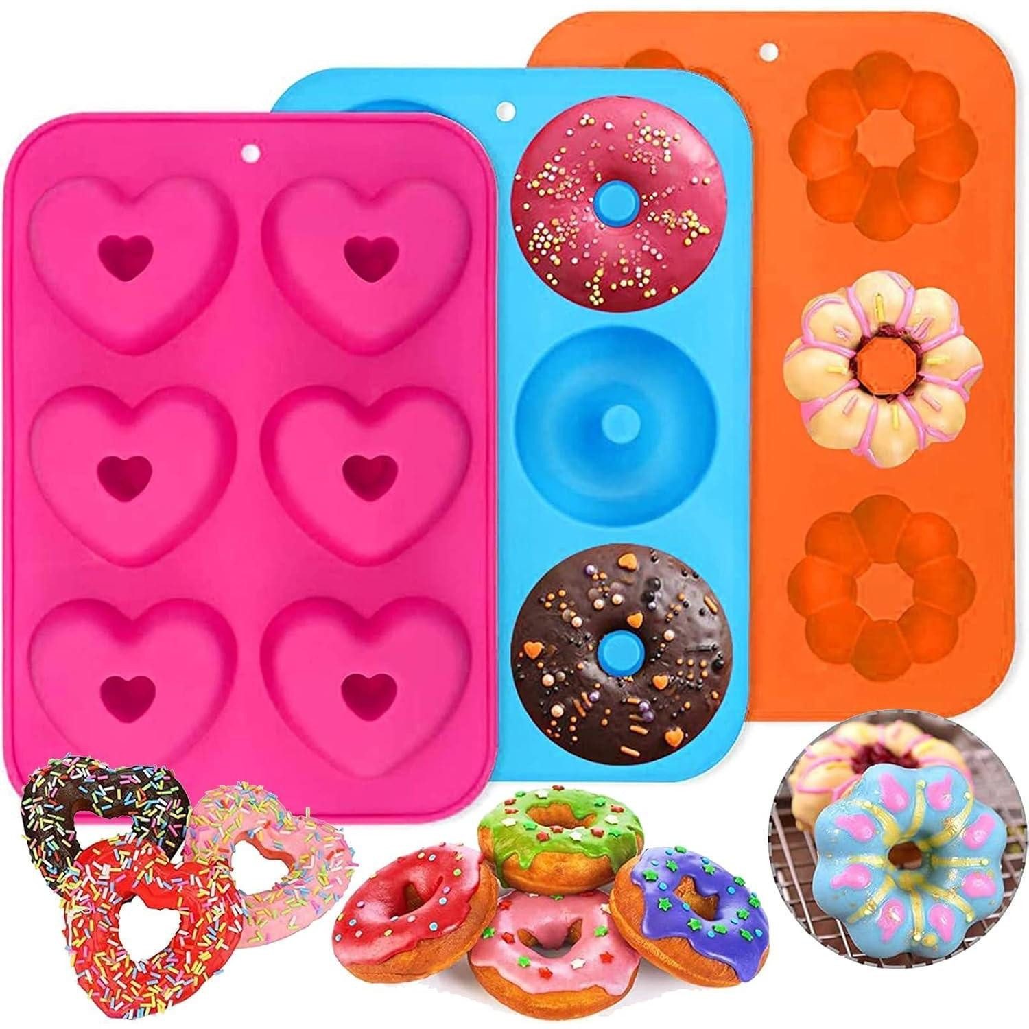LuxusKollektion Donutform 3er Set Silikon Donut Backformen 6 Hohlräume Antihaft Hitzebeständig